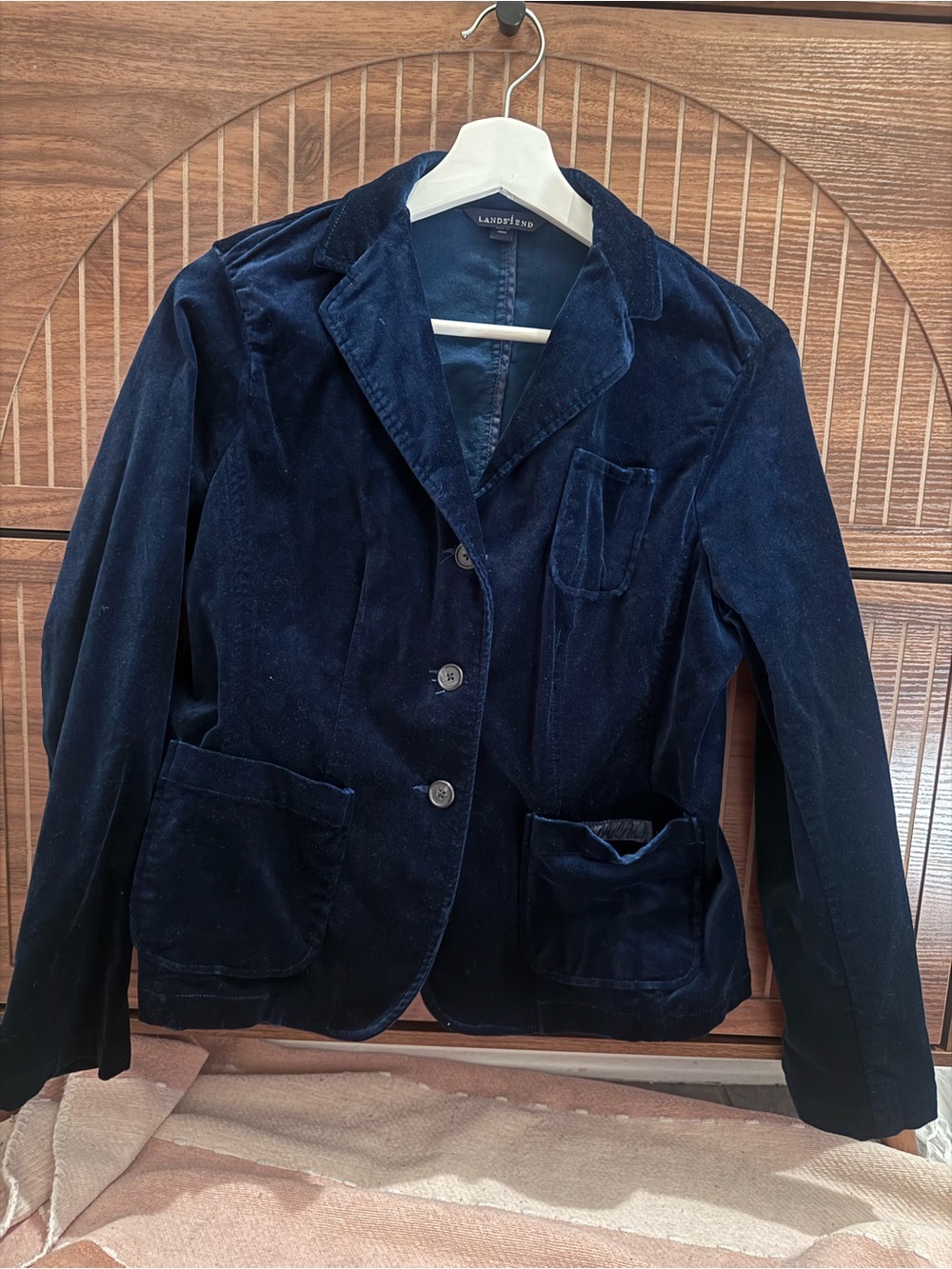 Lands' End Women's Dark Navy Velvet Blazer
